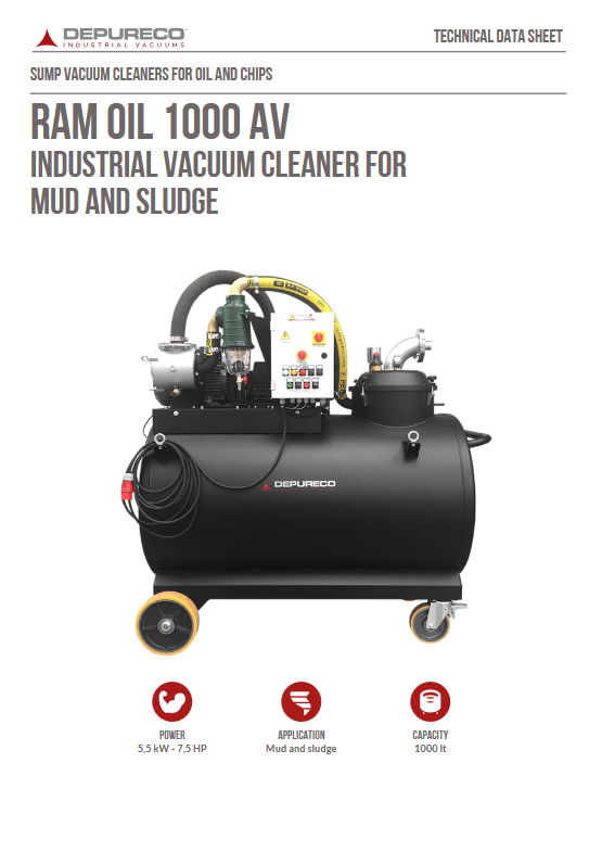 RAM OIL 1000 AV Industrial Vacuum Cleaner For Mud And Sludge 